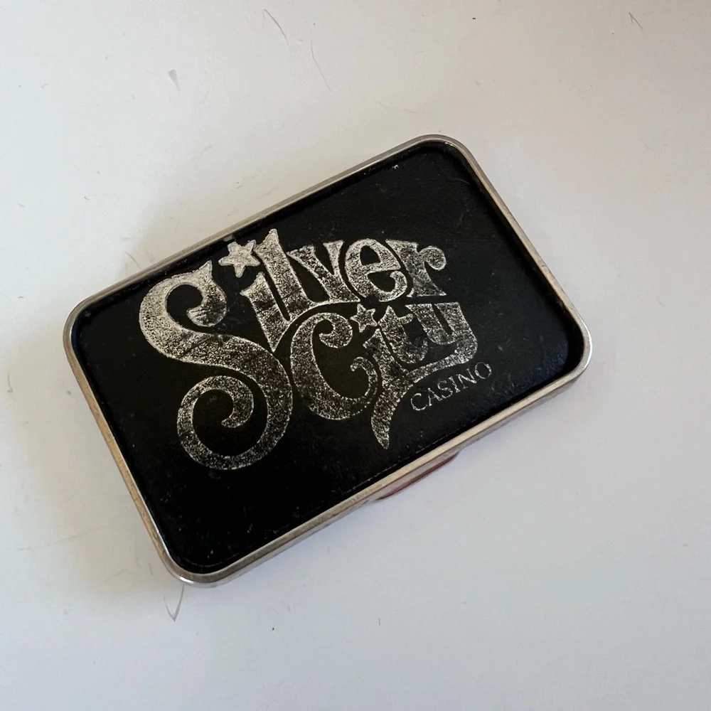 Vintage Silver City Casino Belt Buckle Gambler Gambling 70s Las Vegas